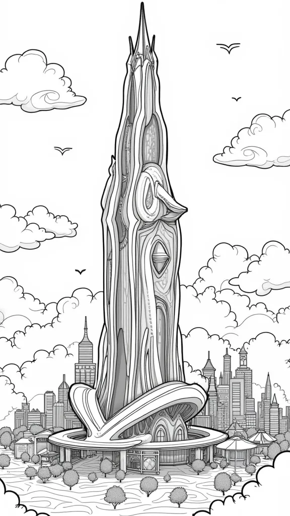 skyscraper coloring page